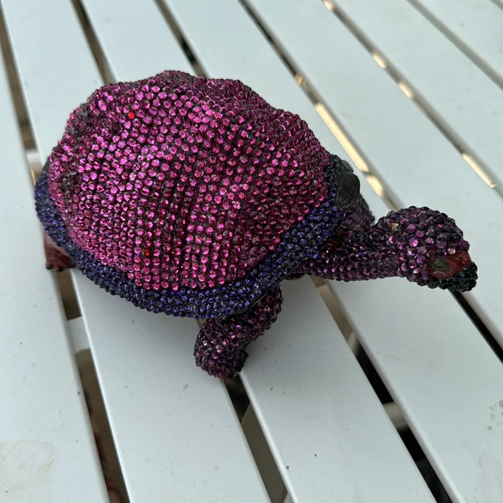 Sparkling Swarovski Crystal Embellished Turtle Pink Purple Handcrafted Unbranded